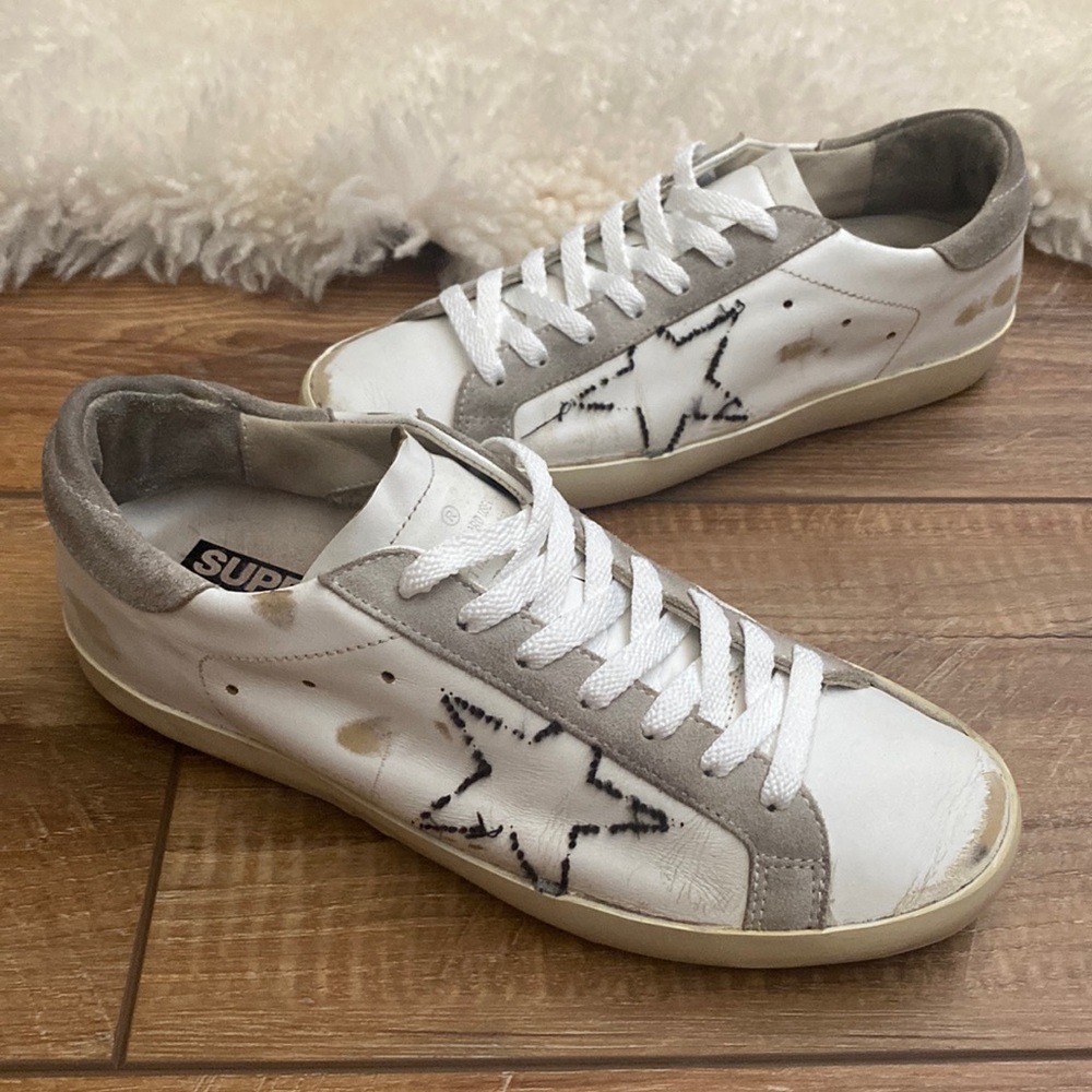 Golden Goose SUPERSTAR rare ripped off star with white leather and suede…